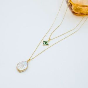 Shell Necklace, Gold Pearl Circle Pendant Necklace